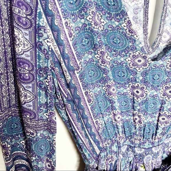 Anthropologie Some Days Lovin Purple Boho Long Sleeve Romper Dress XS - Picture 4 of 6